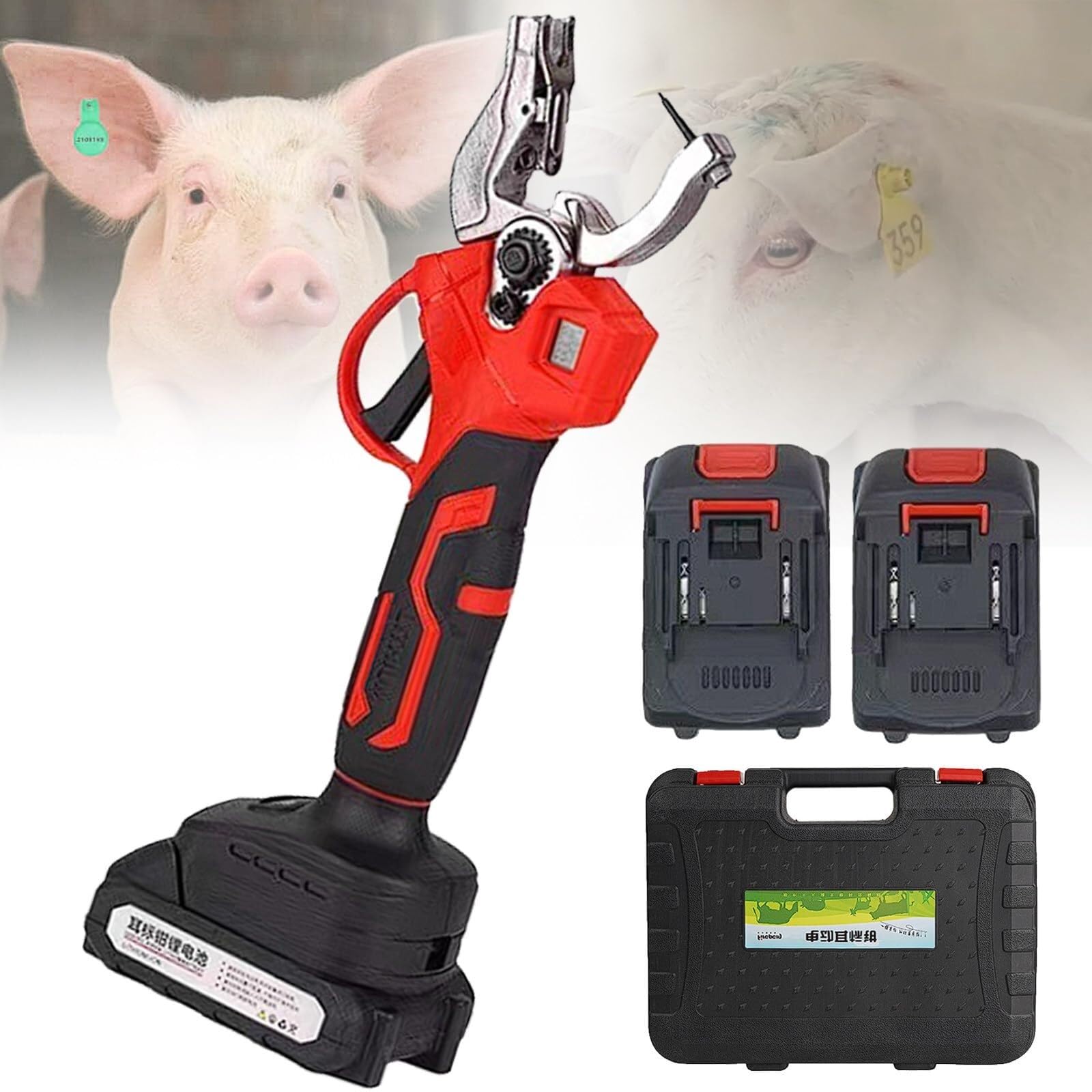 Strumento Elettrico per la marcatura delle Orecchie del Bestiame, marcatore Automatico Ricaricabile, per suini, bovini e Ovini, con contatore Digitale