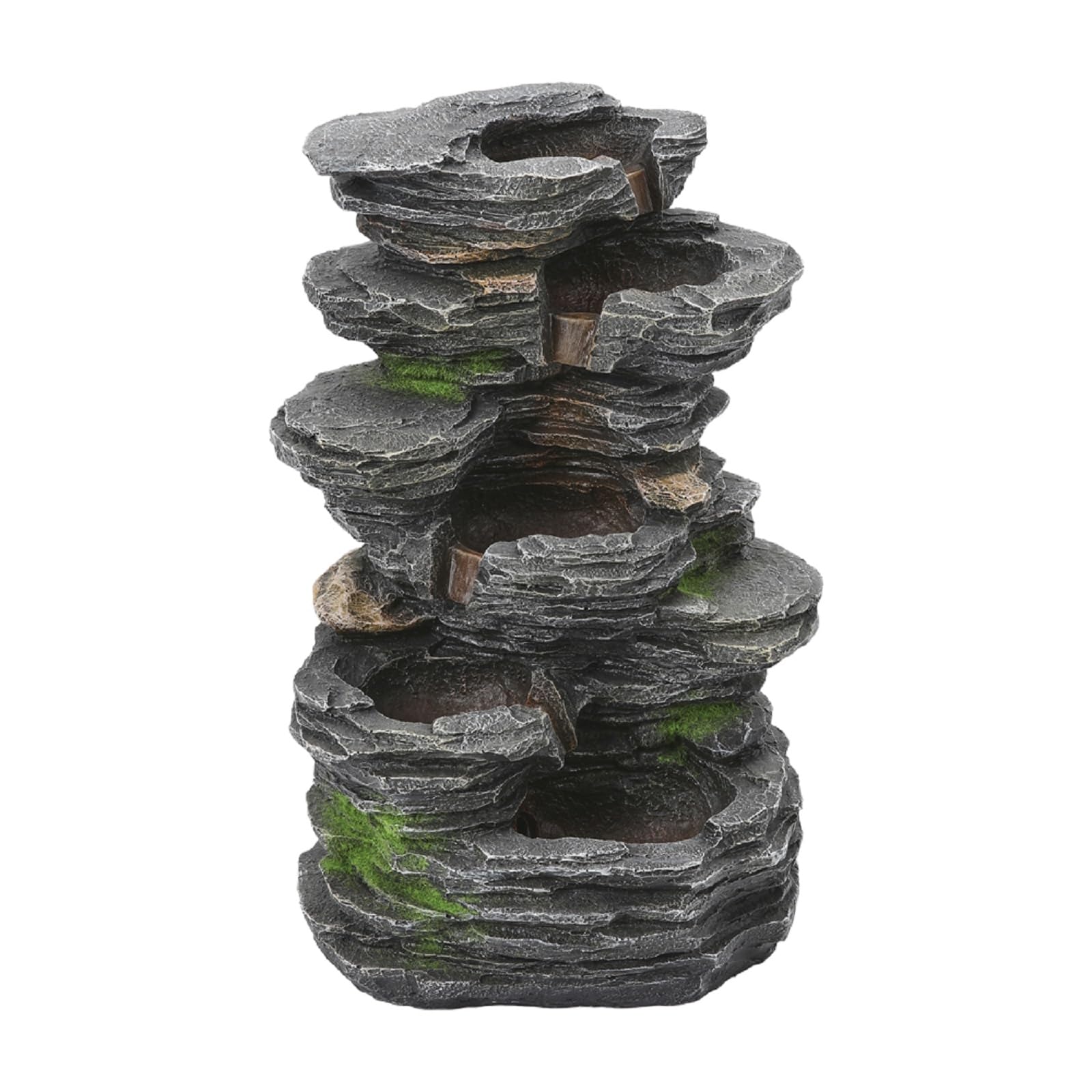 BTGGG Solar Brunnen für Draussen,Natürlicher kaskadierender Felsen Solar Springbrunnen für Außen mit LED-Beleuchtung,Groß Gartenbrunnen Solar Wasserspiel für Garten Terrasse und Balkon