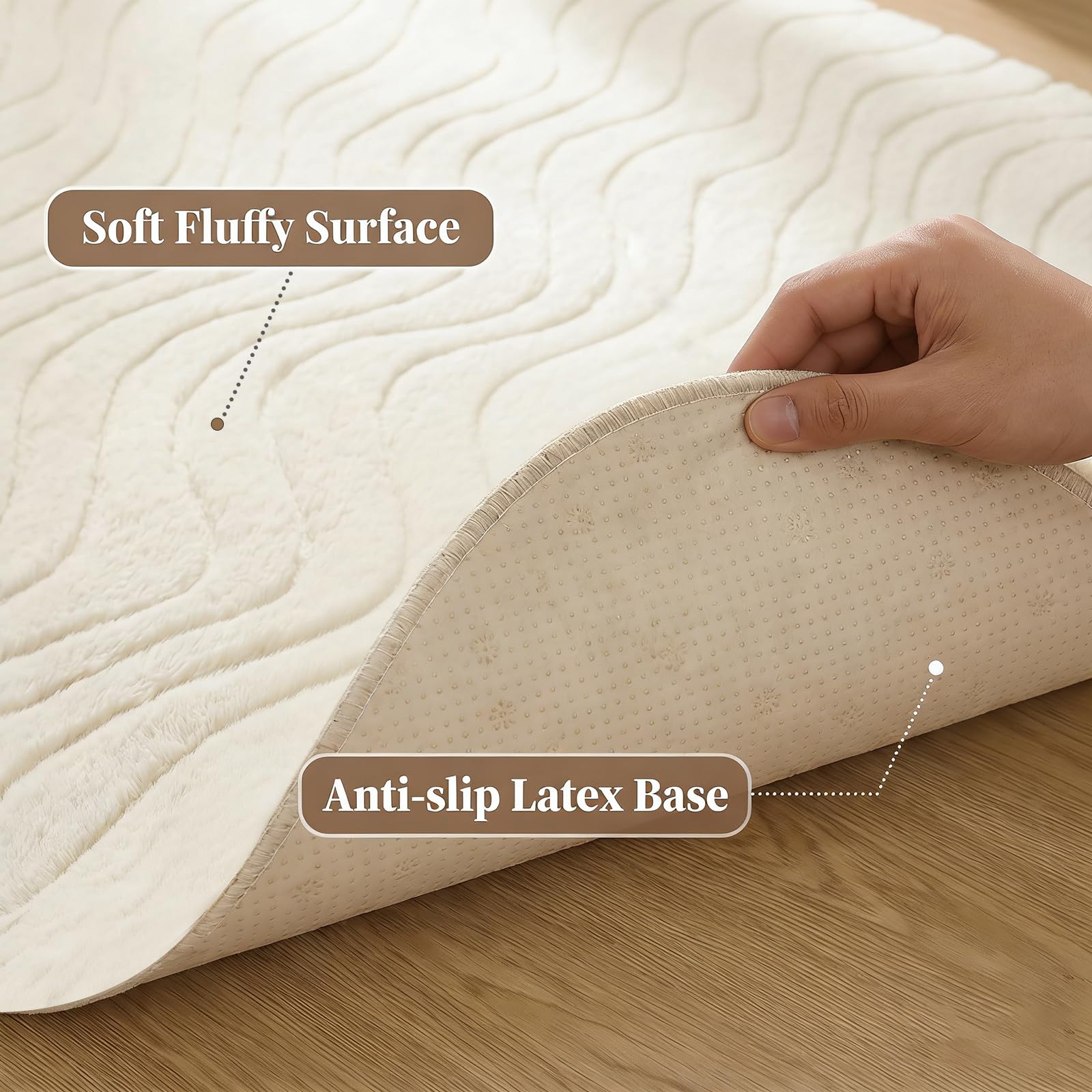 Tapis 180 x 120 cm, à poils courts, lavable, forme inhabituelle, doux et antidérapant, design moderne et simple pour salon, cuisine, chambre à coucher et chambre d'enfant circulaire