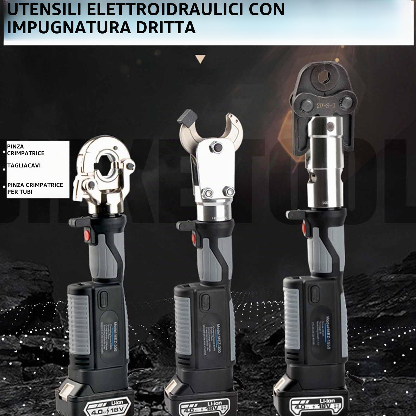 PixCy - Pinza Crimpatrice Idraulica Elettrica 10mm² a 300mm² per Terminali di Cavo - Utensile per Terminali Alimentato a Batteria
