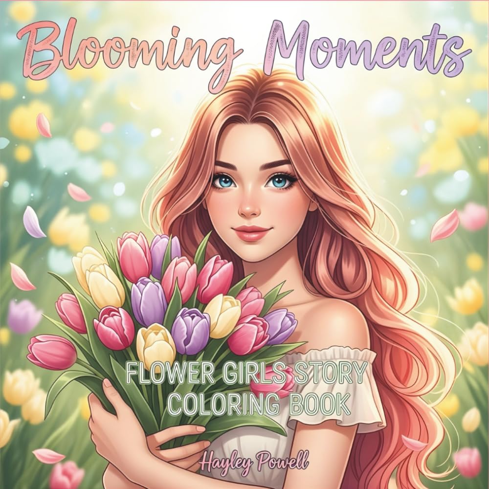 Blooming Moments: Flower Girls Story Coloring Book - 40 Kawaii Character Scenes with Botanical Flowers for Adults Relaxation: Adorable Girls, ... and Creative Expression (Anime Coloring Book)