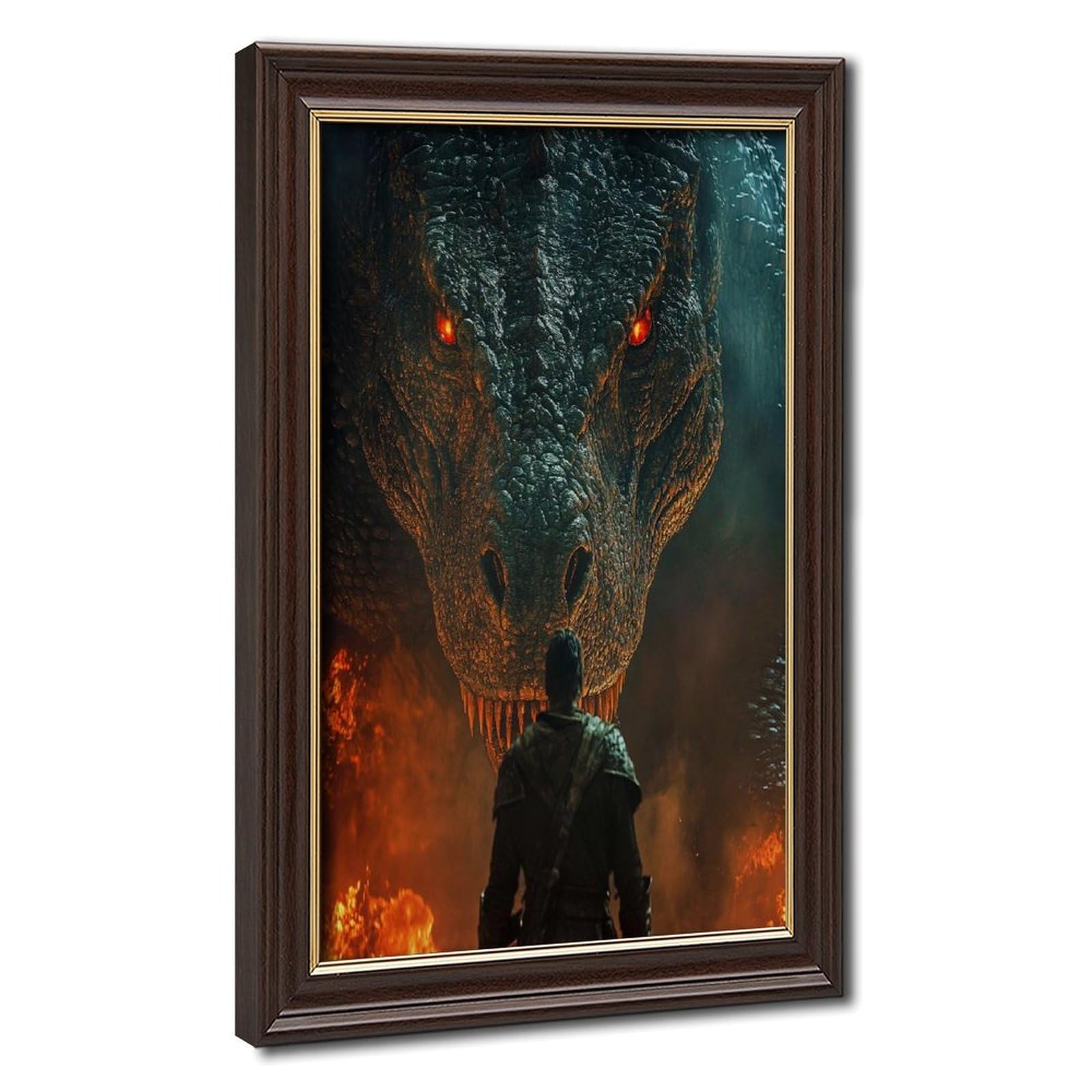 Bareronor The Battle of Dragons And Knights Canvas Poster Bedroom Decor Landscape Office Room Decor Gift 16" L X 24" W