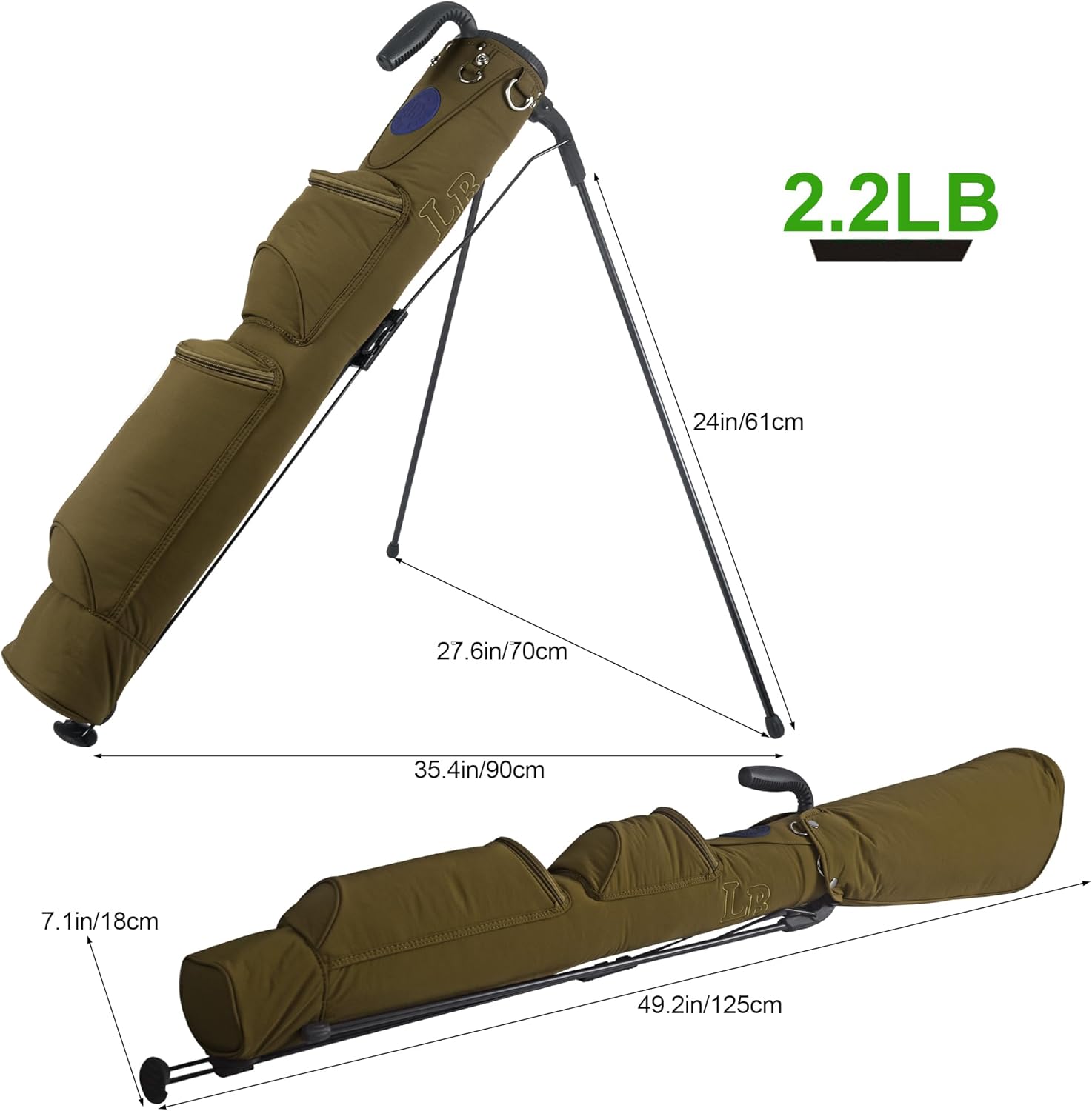Lightweight Golf Stand Bag, Easy to Carry Small Golf Bag with 2-Way Full-Length Dividers and Pockets, for The Driving Range, Par 3 and Executive Courses