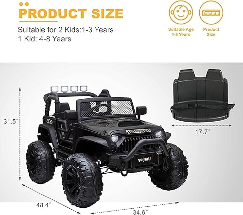 Miniatura 7 de cuoote Vehículos eléctricos grandes de 12 V camiones motorizados de 2 asientos con control remoto luces LED música suspensión de ruedas Bluetooth