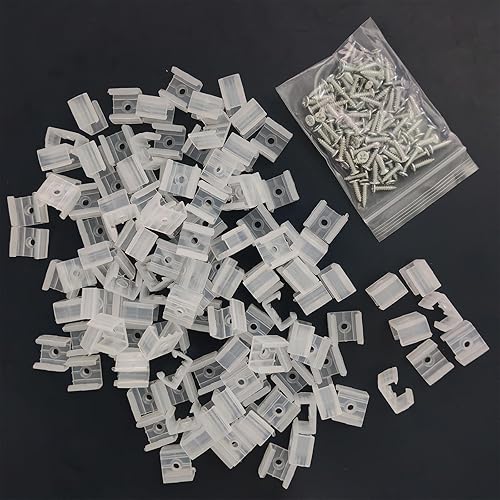 Miniatura 11 de 120 clips de fijación de cadena de luces LED, clips de montaje de neón con tornillos adecuados para tira de luz de 0.55 a 0.67 pulgadas de ancho