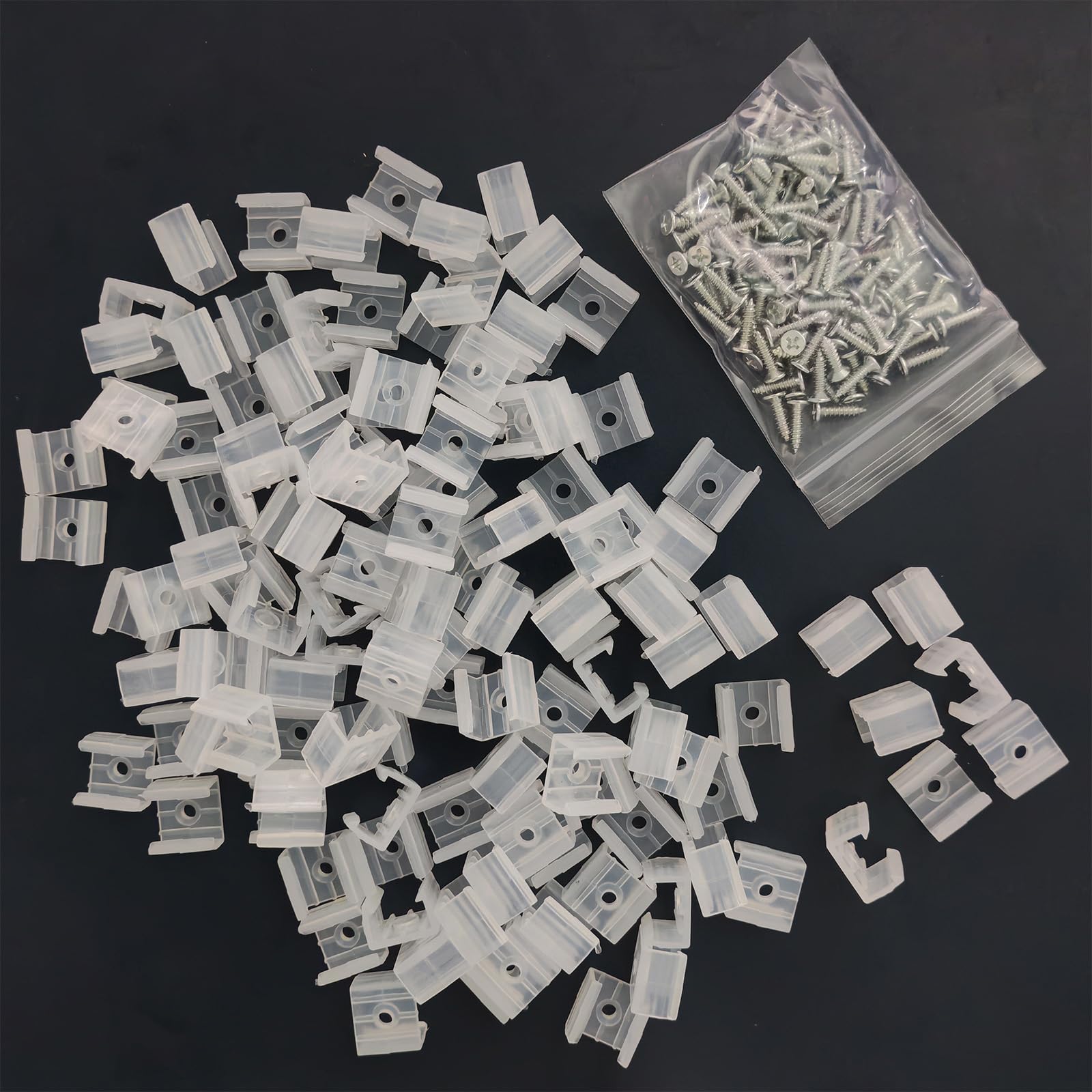120 Pcs LED Light String Fixing Clips, Neon Mounting Clips with Screws Suitable for 12mm-14mm (0.47 inch-0.55 inch) Wide Strip Light — Amazon image 6