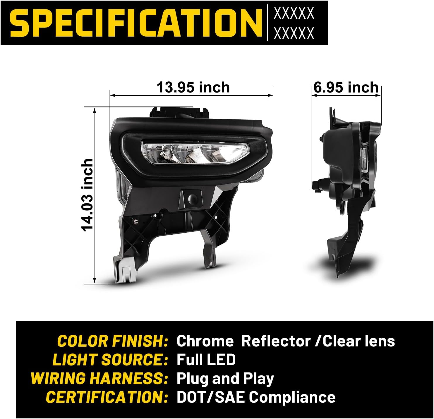 LED Fog Lights for GMC 2016 2017 2018 Sierra 1500 with 12V 9.8W LED Fog Lamps Replacement Included Wiring Kits & Switch- 1 Pair (Clear Lens)