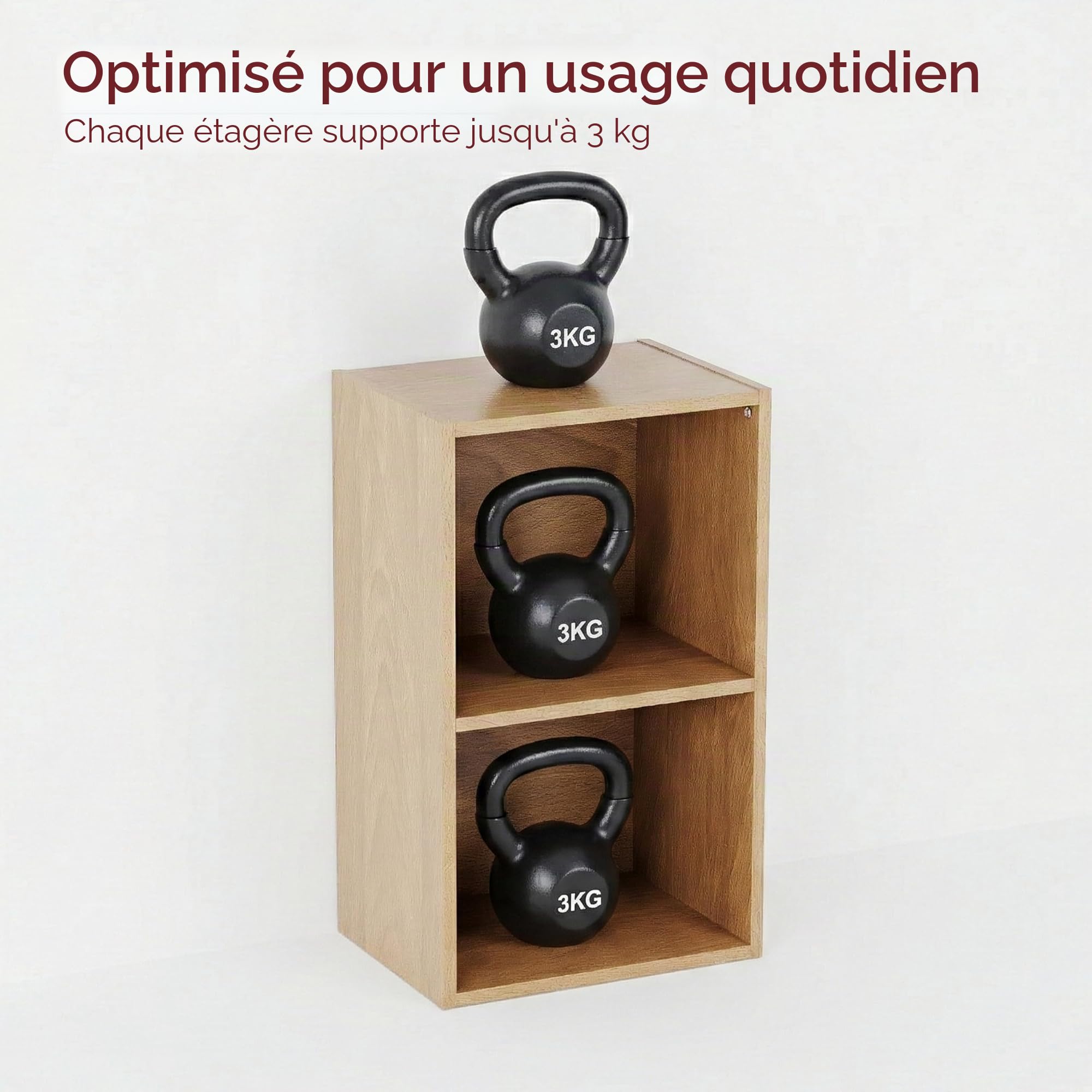Vida Designs Oxford 2 Niveau Cube Bibliothèque Moderne Rangement H54xW32xD24cm Chêne