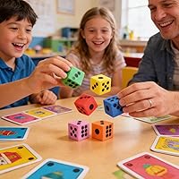 Vista 4 de ~ 12 ~ Dados de espuma ~ 1.5 pulgadas ~ Juegos de enseñanza de matemáticas ~ NUEVO
