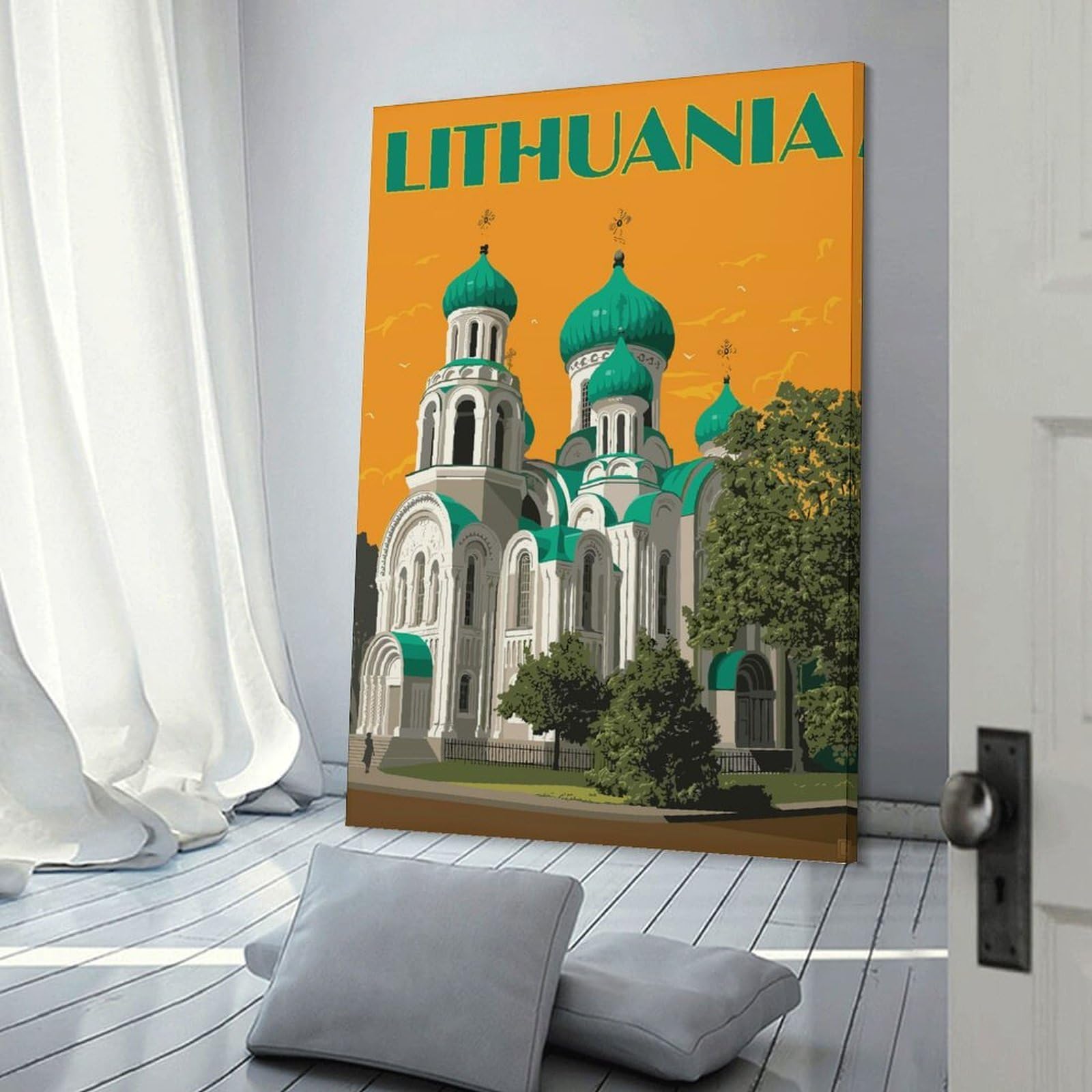 Junmoney Lithuania Travel Canvas Wall Decor, 24x36inch(60x90cm), for Apartment Walls, Studios Or Work Areas, Decorative Canvas Decor for Home Updates