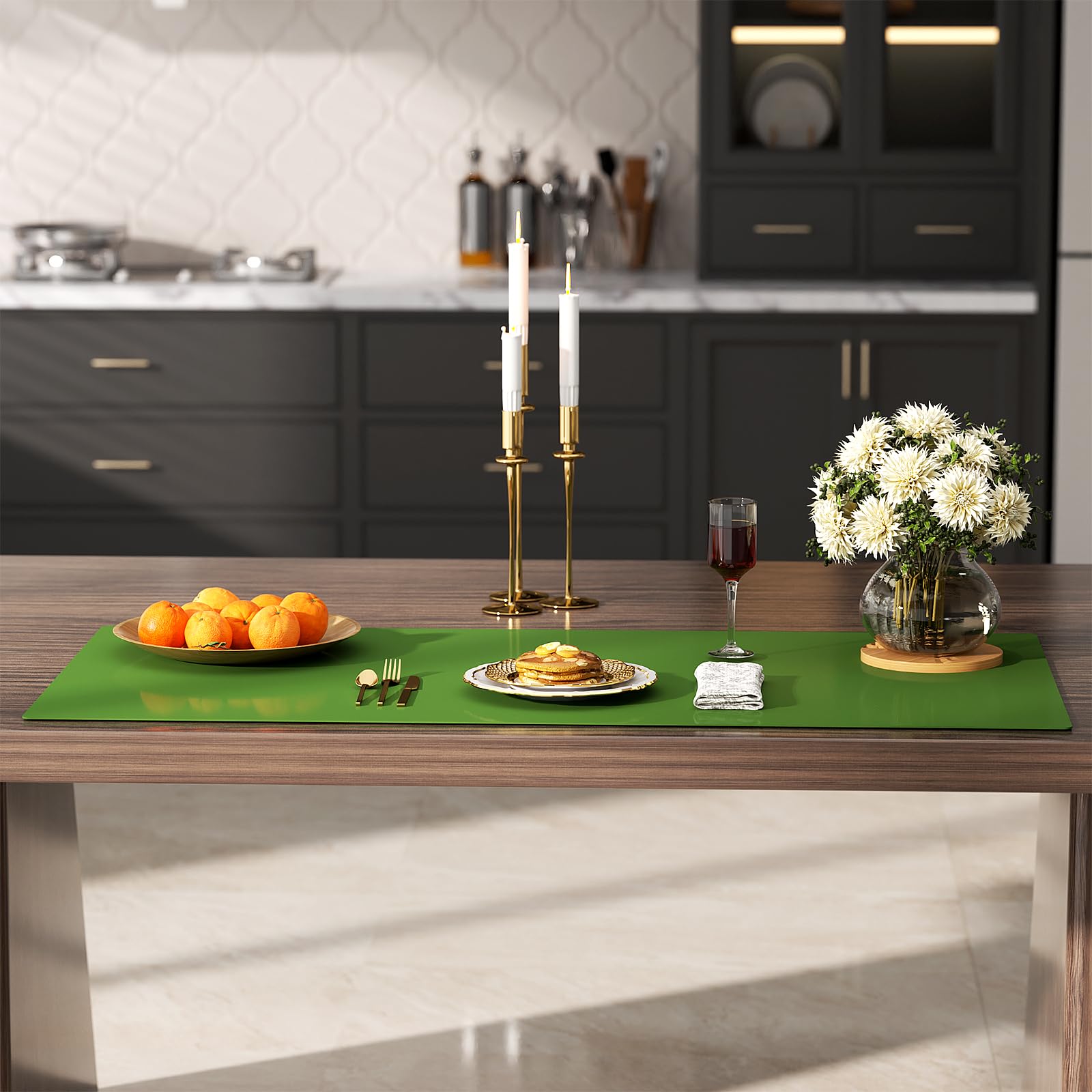 Tapis de table en silicone de qualité – 119,4 x 61 cm – Haute résistance à la chaleur (testé par des laboratoires de 250 °C), surface antidérapante et résistante à l'huile pour la pâtisserie et le