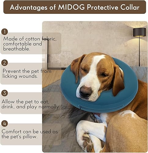 Miniatura 38 de MIDOG Inflatable Dog Cone Alternative for After Surgery - Soft Protective Donut Collar Prevents Licking, Comfortable Recovery E-Collar Alternative