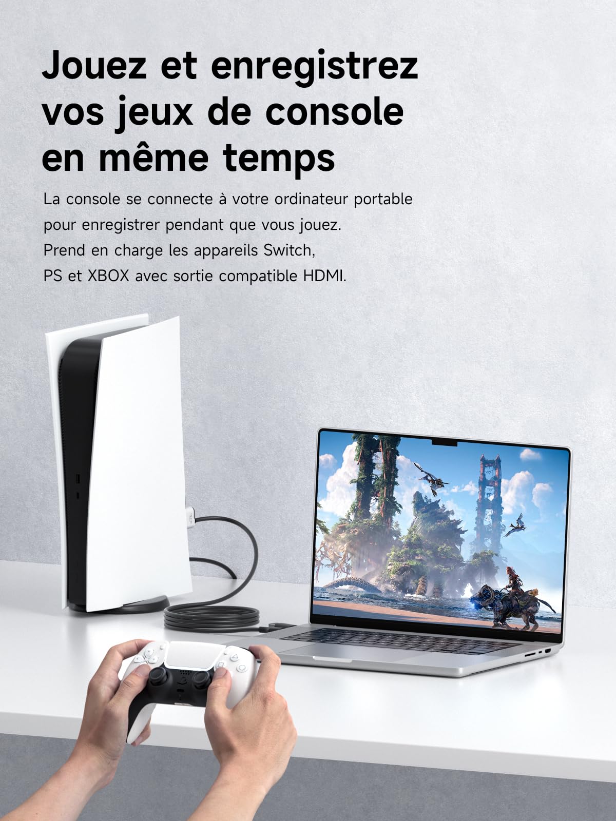 Hagibis Carte de Capture vidéo USB 3.0 avec 100 W PD, câble HDMI vers USB A/USB C 1080p @ 60 fps YUY2 MJPEG MS2130 pour Quest 3 VR Switch PS4/5 Diffusion en Direct, Jeux, Streaming, enregistreur