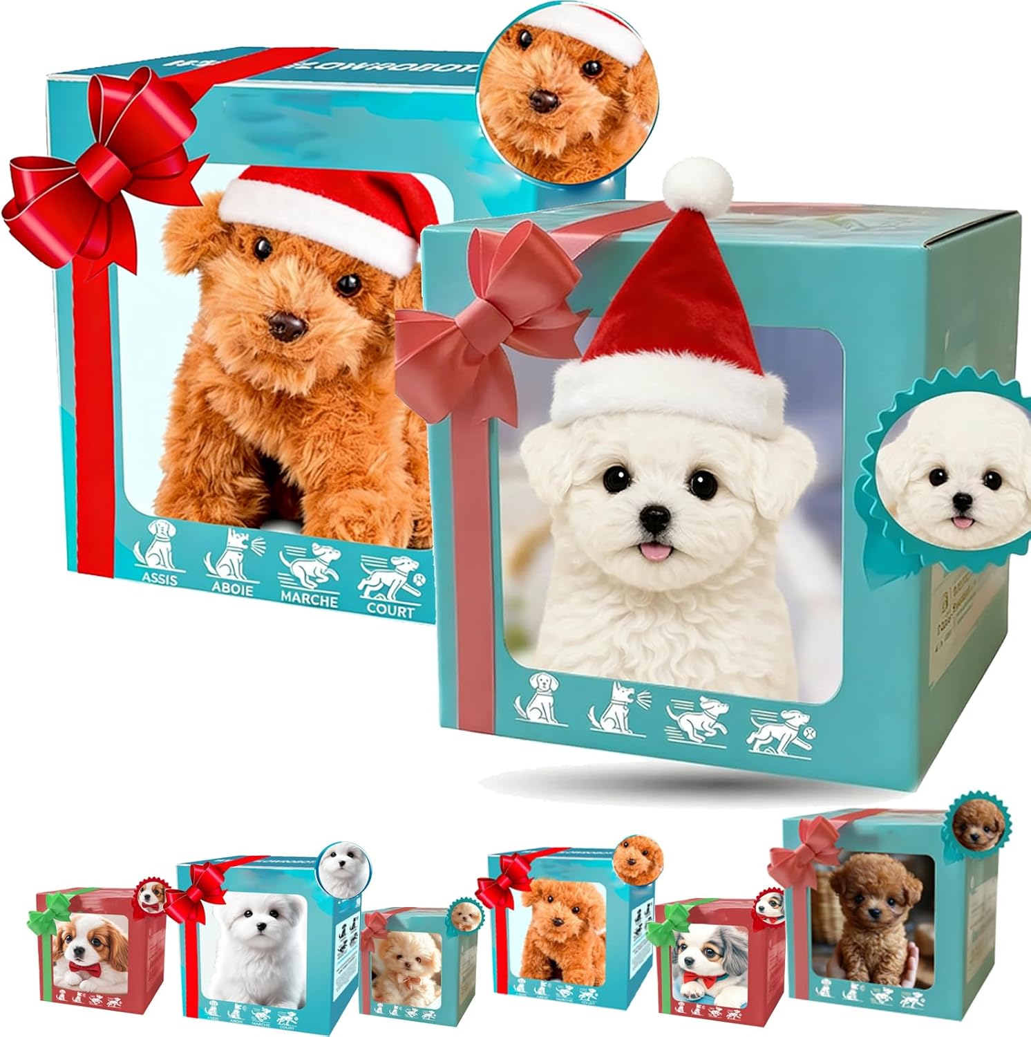 Realistic Robot Puppy, Chien Robot, Robotic Dog for Adults, Electronic Interactive Stuffed Dogs for Sitting, Barking, Walking and Running Brown (J-2PCS)