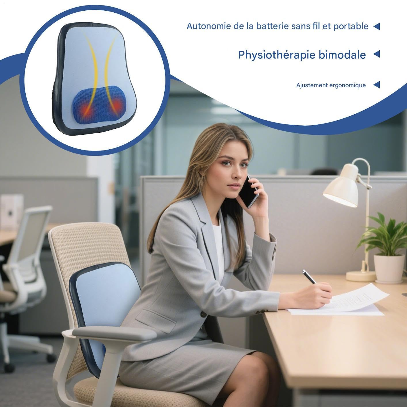 Masajeador De Espalda Cojín Masaje Eléctrico Almohada Soporte Lumbar