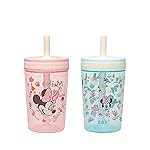 Zak Designs Disney Minnie Mouse Kelso Toddler Cups For Travel or At Home, 15oz 2-Pack Durable Plastic Sippy Cups With Leak-Proof Design is Perfect For Kids (Minnie Mouse)