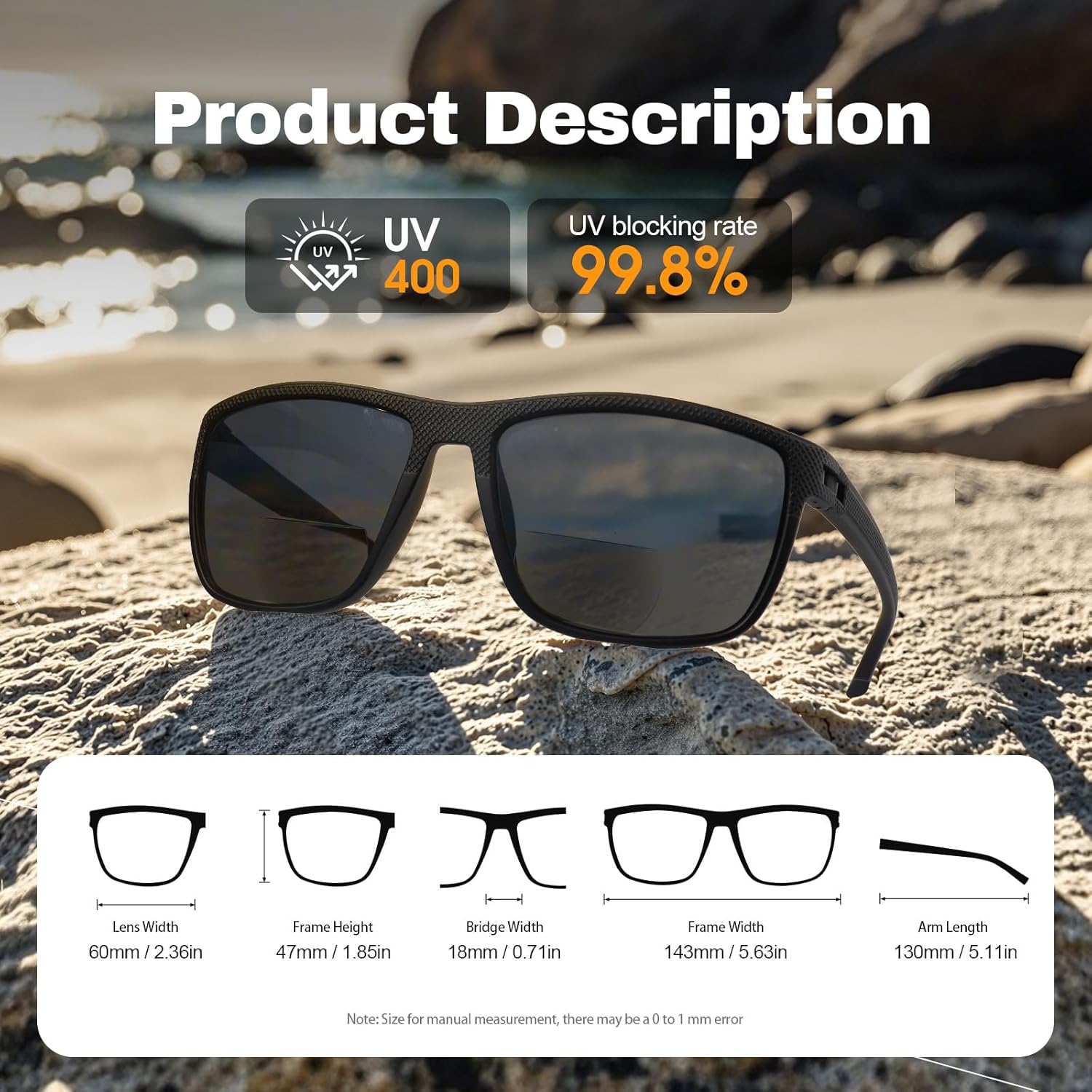 Bifocal Sunglasses for Men, Lightweight TR90 Bifocal Reading Sunglasses Sports Sunglass Readers for Fishing Driving - Image 5