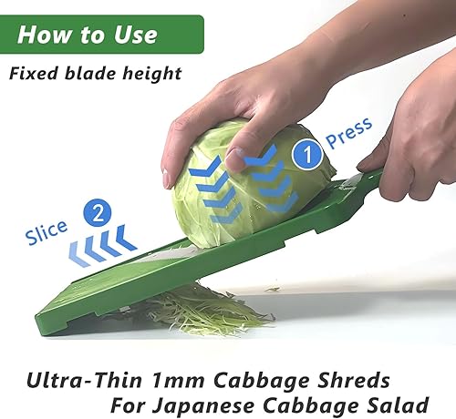 Miniatura 2 de Cortadora de verduras de grosor fijo - Trituradora de repollo ultrafina para ensaladas, tacos de jícama, cebolla, papas fritas - Herramienta de