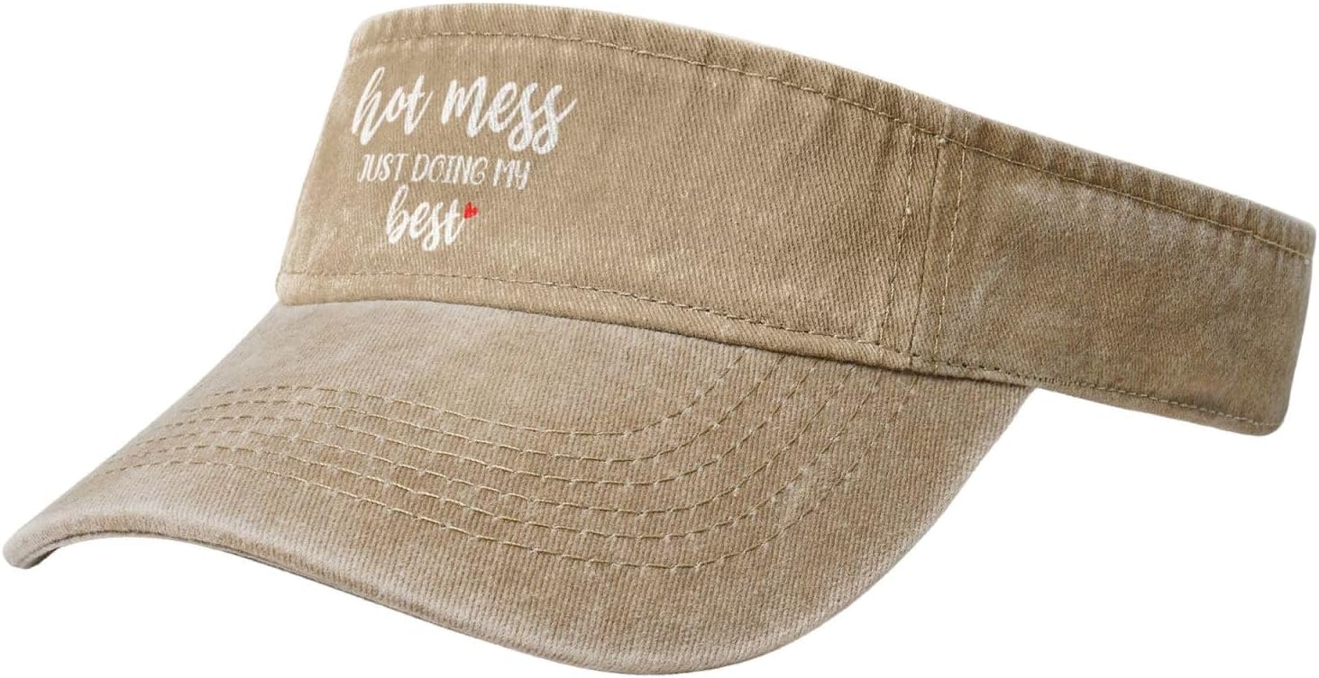 Hot Mess Just Doing My Best Sun Visor Hat for Women Golf Cap Men Sports Sun Visor Hats Running Visor Hat Black