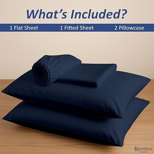 Miniatura 5 de KRISHNA Juego de sábanas prémium de 4 piezas tamaño Queen de 60 x 80 pulgadas, sábanas de microfibra ultra suaves, resistentes a las arrugas, se