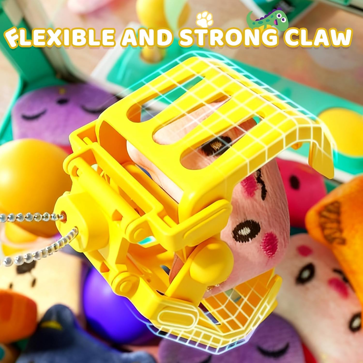Claw Machine for Kids, Dinosaur Claw Machine Arcade Toy for Girls Boys 3+, Mini Vending Machine for Kids with 10 Mini Plush Toys, Electronic Party Prize Candy Dispenser Toy Game for Birthday Gift - Image 3