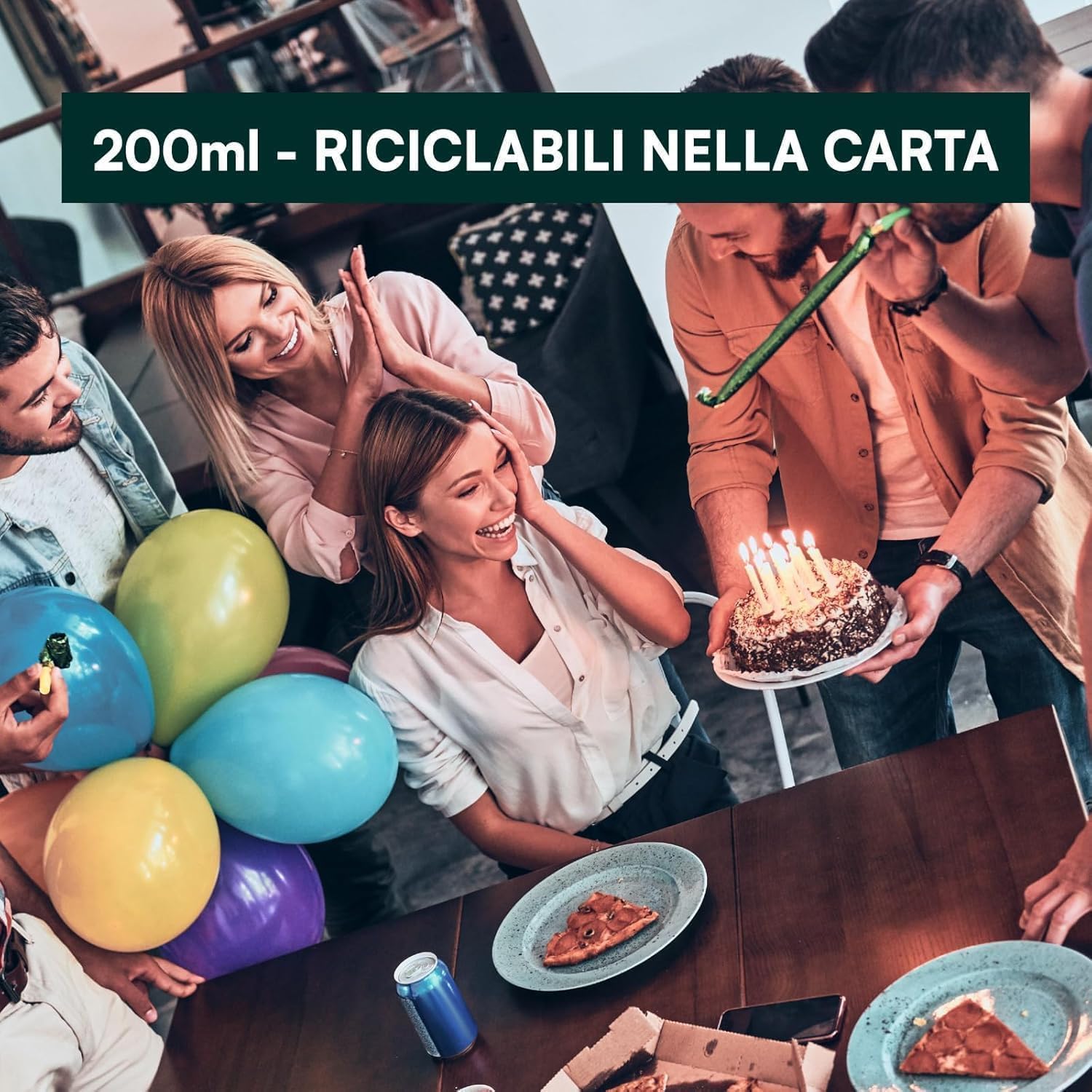 DETERMONDO 1000 Bicchieri Carta Bianchi Monouso Grandi 200 ml Usa e Getta, Biodegradabili, Termici Ideali Per Acqua, Caffè, Cappuccino, Tisane e Bevande Calde Compostabili e Riciclabili