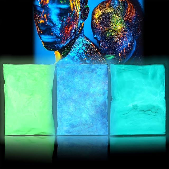100g Glow in The Dark Paint for Outdoors(3 Colours), 15 Years Glow in The Dark Paint, Non-Toxic and Safe Uv Activated Paint, for Fluorescent Night Runs, Glow Parties, T-Shirts, Walls, DIY Decoration