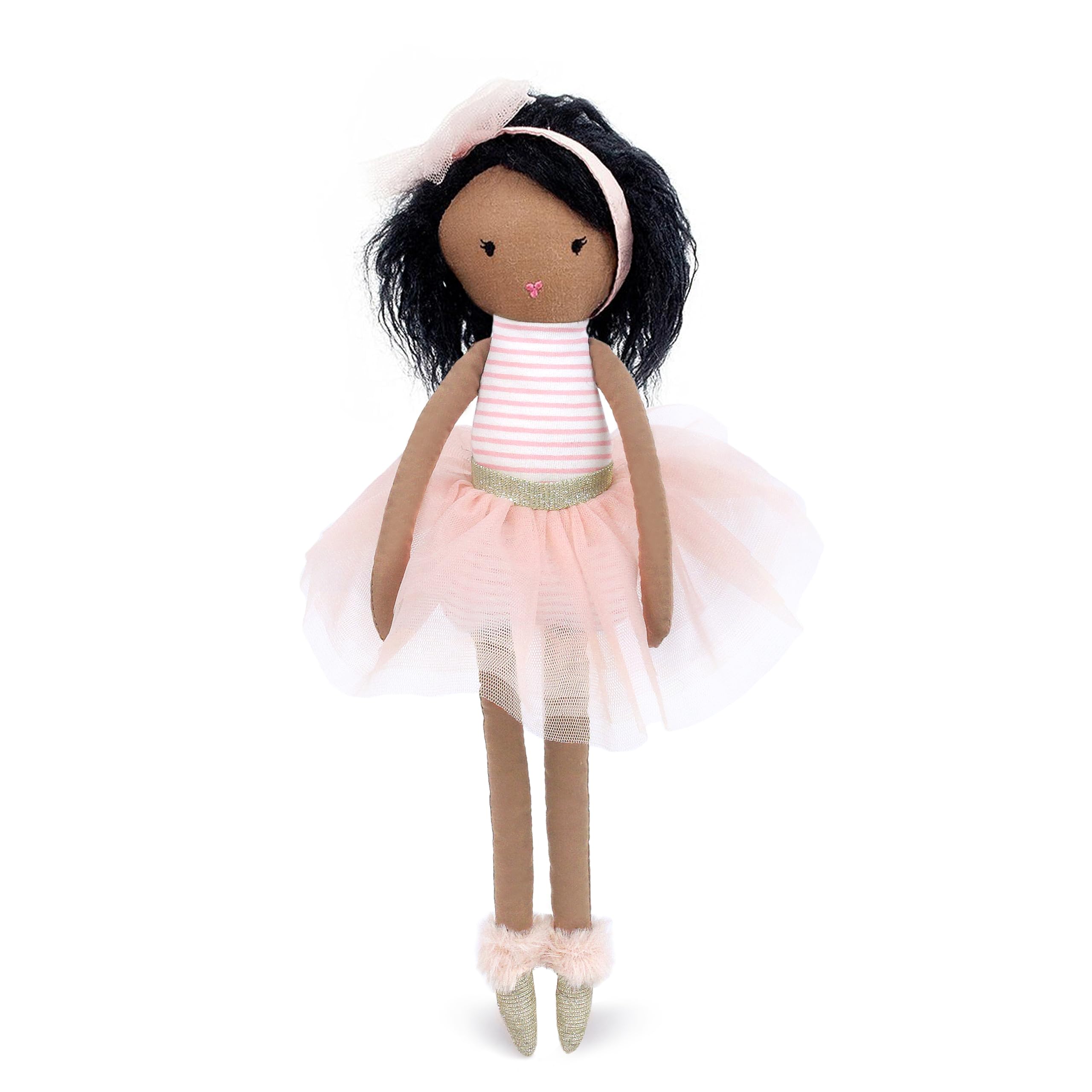 Mon Ami Pink Ballerina African American Designer Doll, Soft & Cuddly Plush Doll, Well Built Stuffed Doll for Child or Toddler |Use as Toy or Room Decor, Great Gift for Kids or Collectors