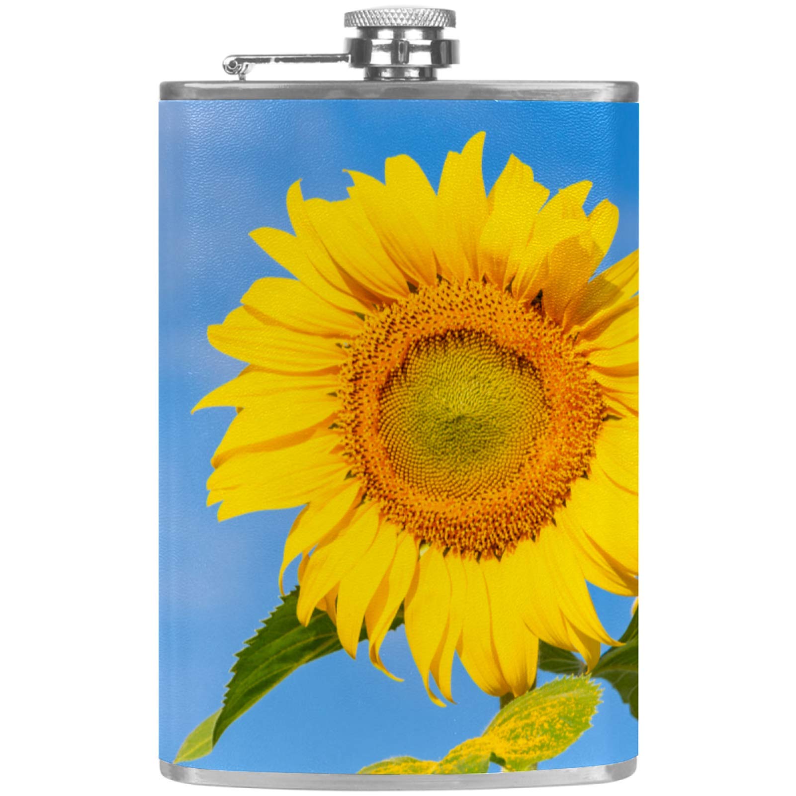 Flasque à whisky pour camping et barbecue en plein air avec cuir ciel