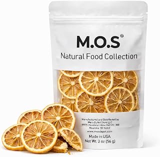 M.O.S Dried Lemon Slices 2 oz Made in USA Unsweetened Dehydrated Lemon Wheels for Tea Cocktail Garnish No Sugar Added All Natural Gluten Free Healthy Citrus Snack
