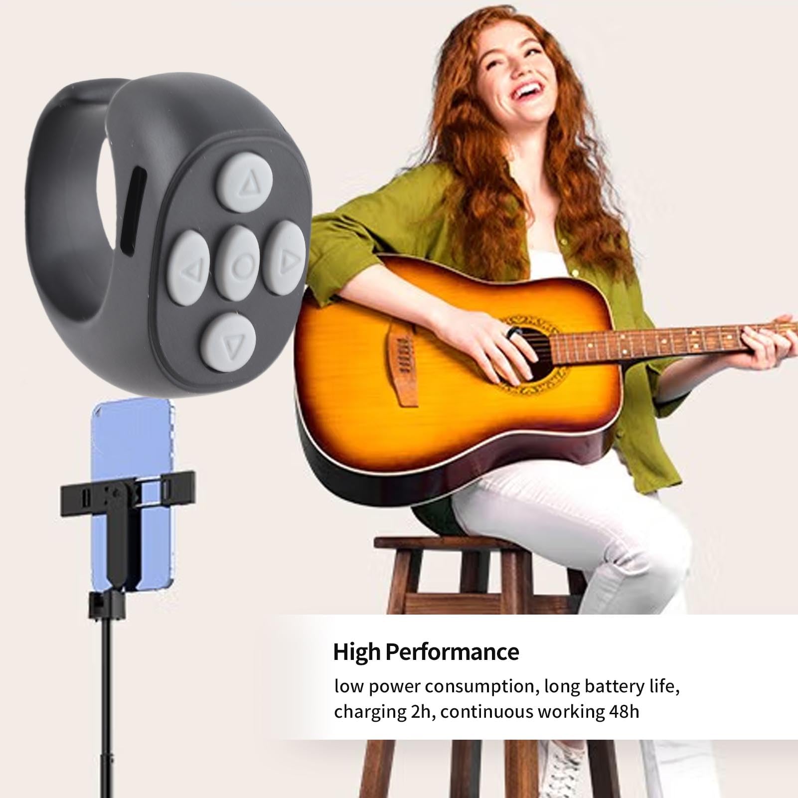 TikTok-afstandsbediening, Bluetooth Ring Remote APP Paginadraaier Scrollring, Draadloze Camera-sluiterknop, voor Page Turner, met Oplaadetui, voor IOS, voor Android