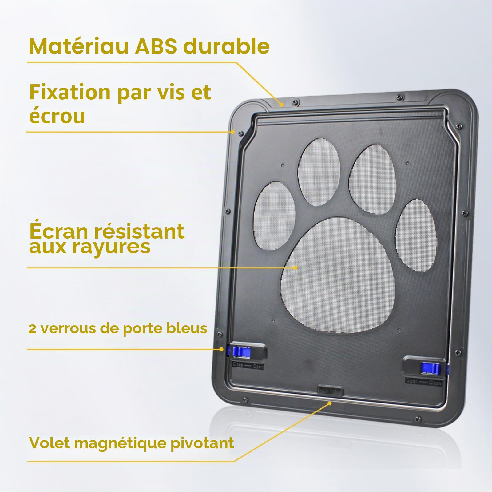 ENJOYING Chatiere Moustiquaire pour Chat, Petit Chien Portes pour Moustiquaire avec Rabat Magnétique, Porte à Animal pour Porte Coulissante Fenêtre, Fermeture Automatique, Verrouillable, Noir