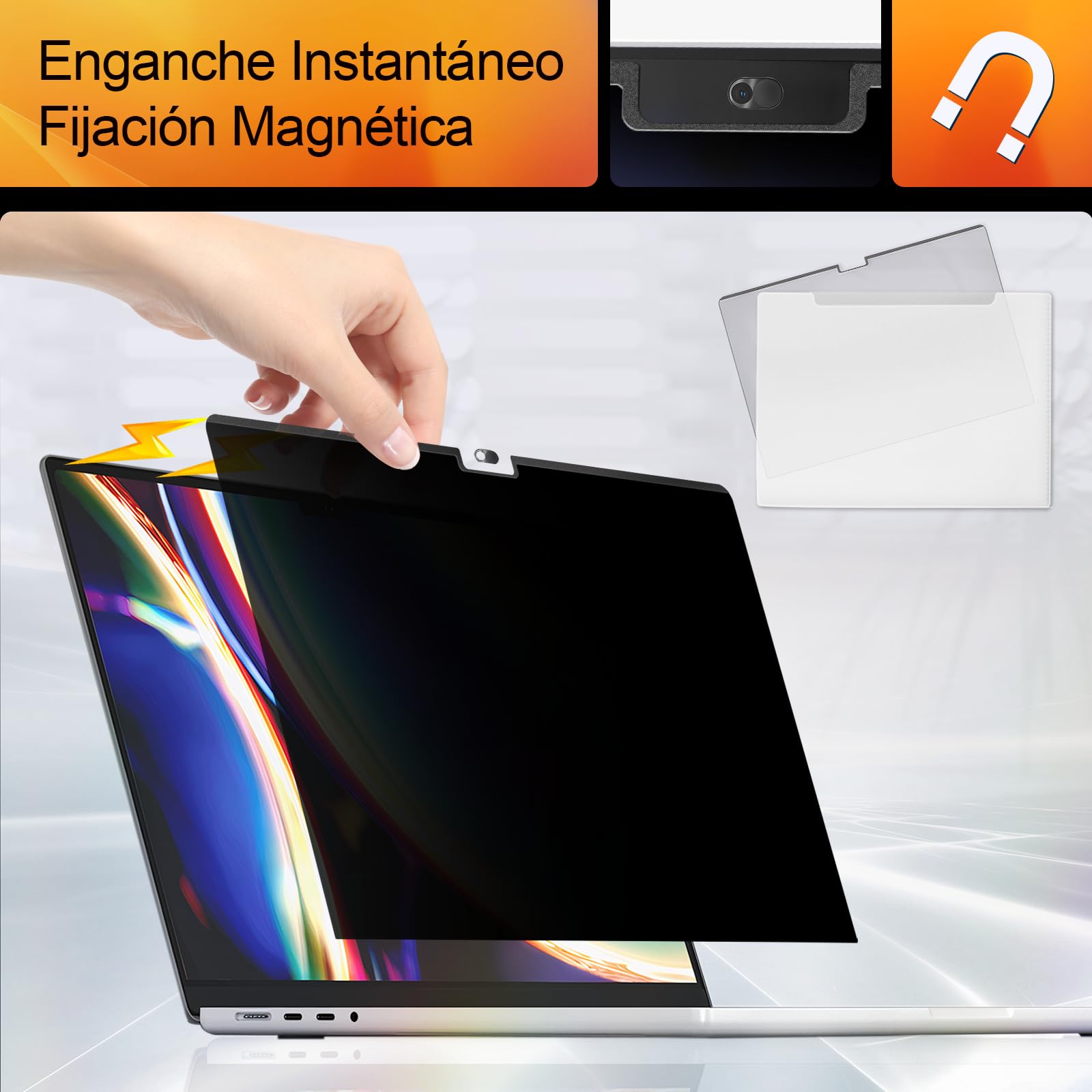 Magnético Filtro de Privacidad Compatible con MacBook Pro 16 Pulgadas (2021-2024, M1-M4), Filtros de Pantalla MacBook Pro 16 Pulgadas, Privacy de Protector Pantalla para MacBook Pro 16 Pulgadas