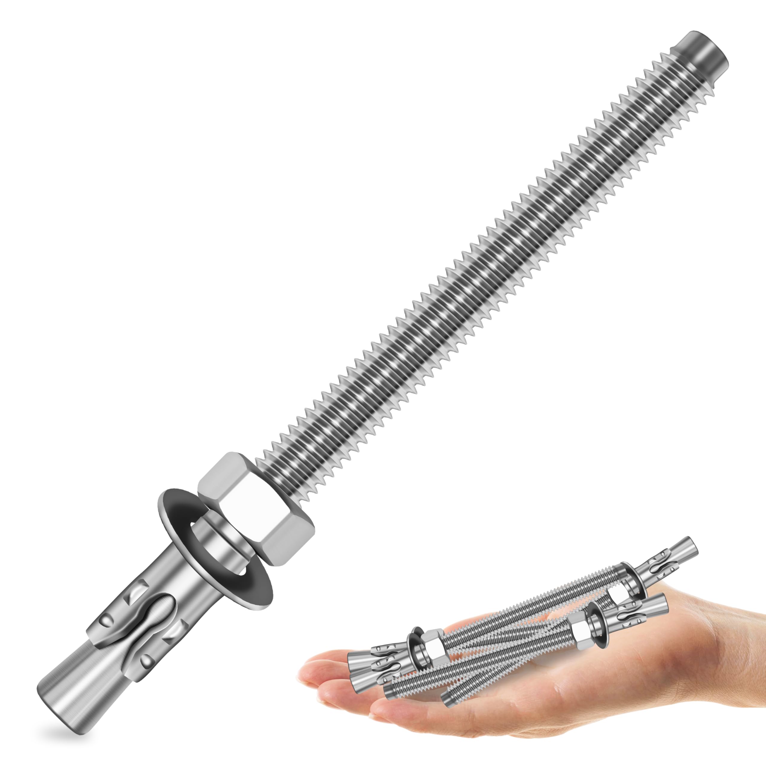 Stainless Steel Wedge Anchors - Secure Concrete & Brick -15 Stainless Steel Wedge Anchors - Secure Concrete & Brick -15