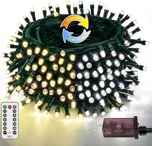 Guirnalda de luces de Navidad de 200 luces LED que cambian de color de 82 pies con control remoto, temporizador y función de memoria, 9 modos de