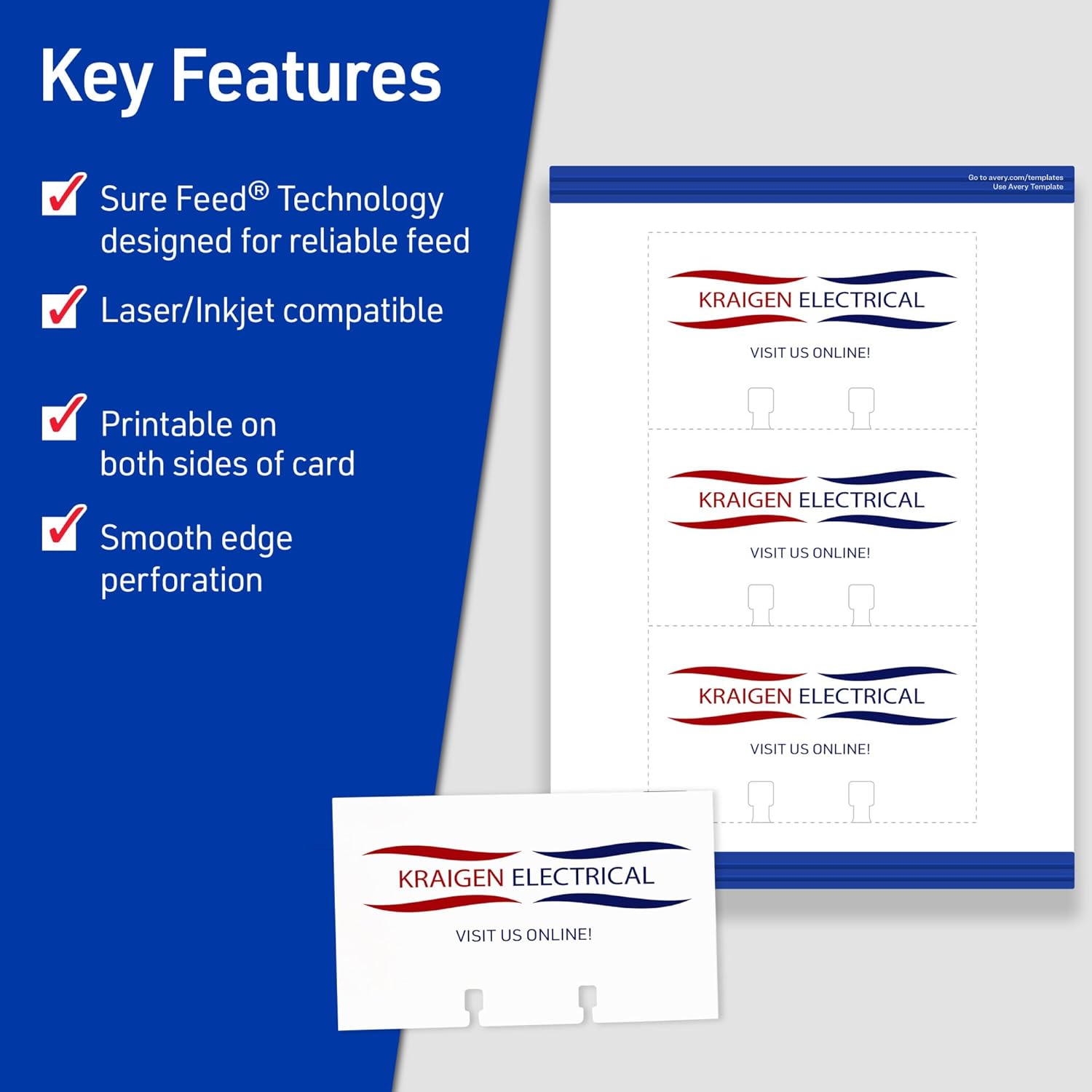 Avery Printable Rotary Cards, Sure Feed Technology, 3" x 5", Matte White, Laser & Inkjet Compatible, 150 Blank Cards Total, Great for Product Branding, Marketing, and More (5386)