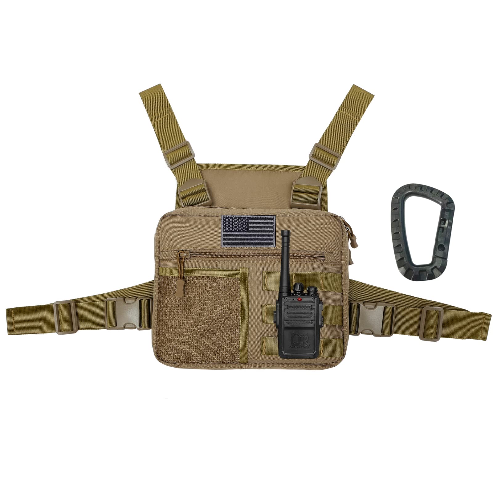 OusawigChest Bag Radio Chest Harness UtilityTactical Molle Chest Rig Bag EDC Pouch Holster Chest Bag Two Way Radio Walkie