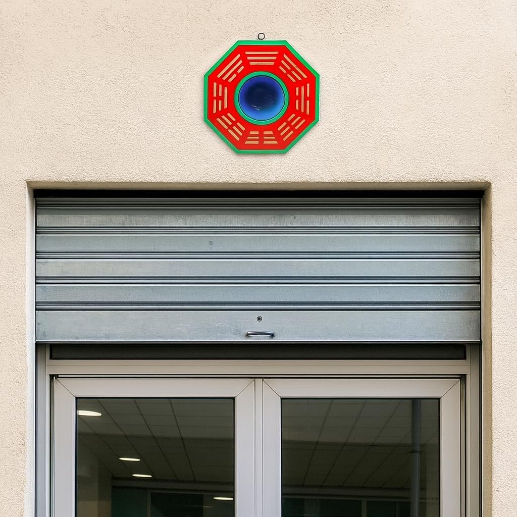 Fengshui Bagua (Pakua) Convex Wooden Mirror for Positive (Chi) Energy Main Door Home Office Shop Wall Hanging Decor Small Multicolor