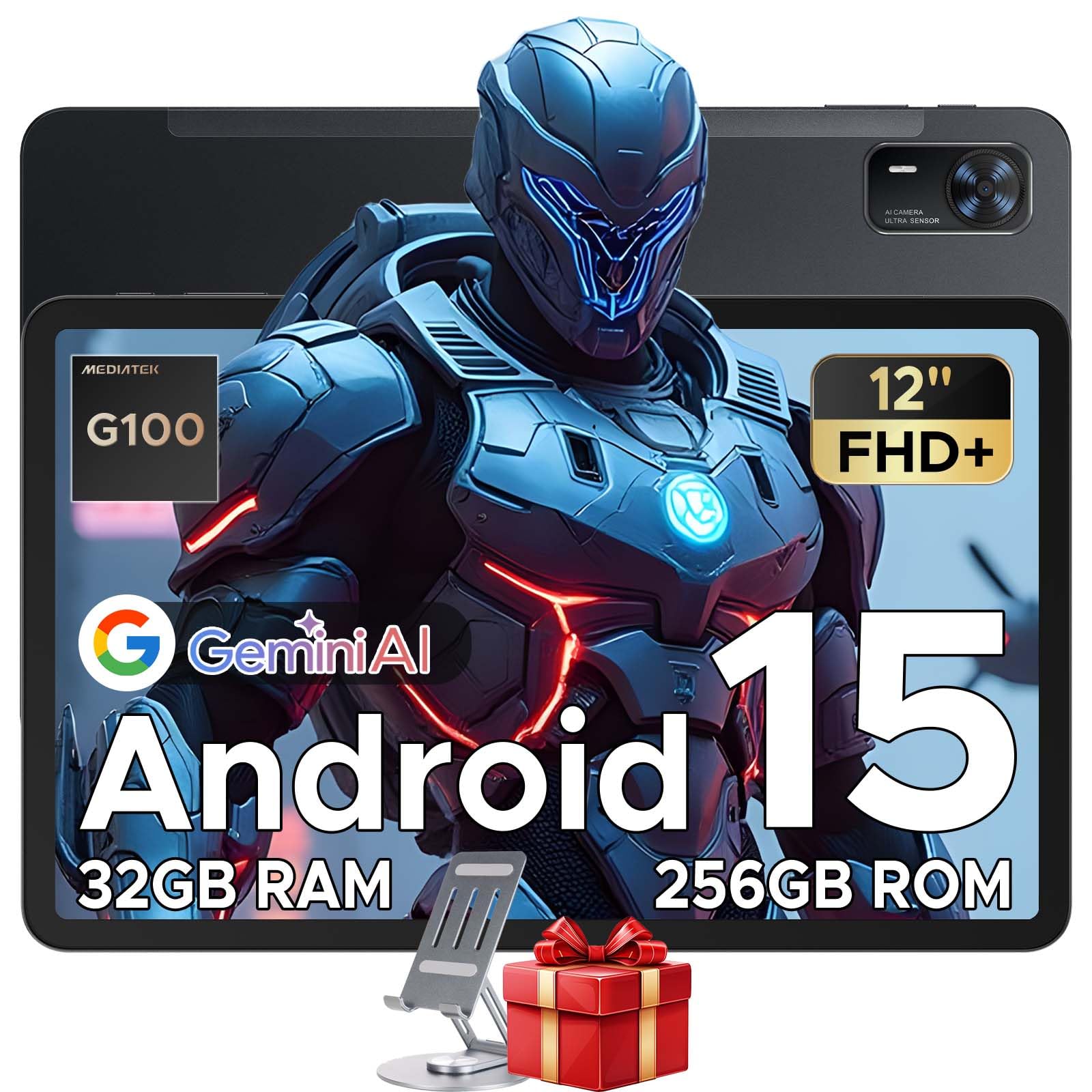 DOOGEE Tab E3+ Tablet 12 Pollici Helio G100, Android 15 Gaming Tablet Con Sim 2.4K 7.5mm, 32GB+256GB, 8800mAh 18W OTG 4G LTE, Dual Card Slots WiFi 2.4G/5G, 13MP+5MP, 90Hz Quattro Altoparlanti, Nero