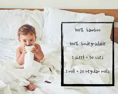 Ecozoi Toallas de papel de bambú reutilizables, paquete de 4, equivalentes a 80 rollos regulares, rollos de papel de cocina sostenibles y