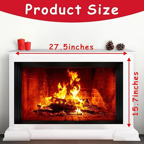 Miniatura 5 de Calcomanías de pared grandes para chimenea, calcomanías de pared de Navidad 3D, calcomanías de fuego para paredes, calcomanías navideñas para