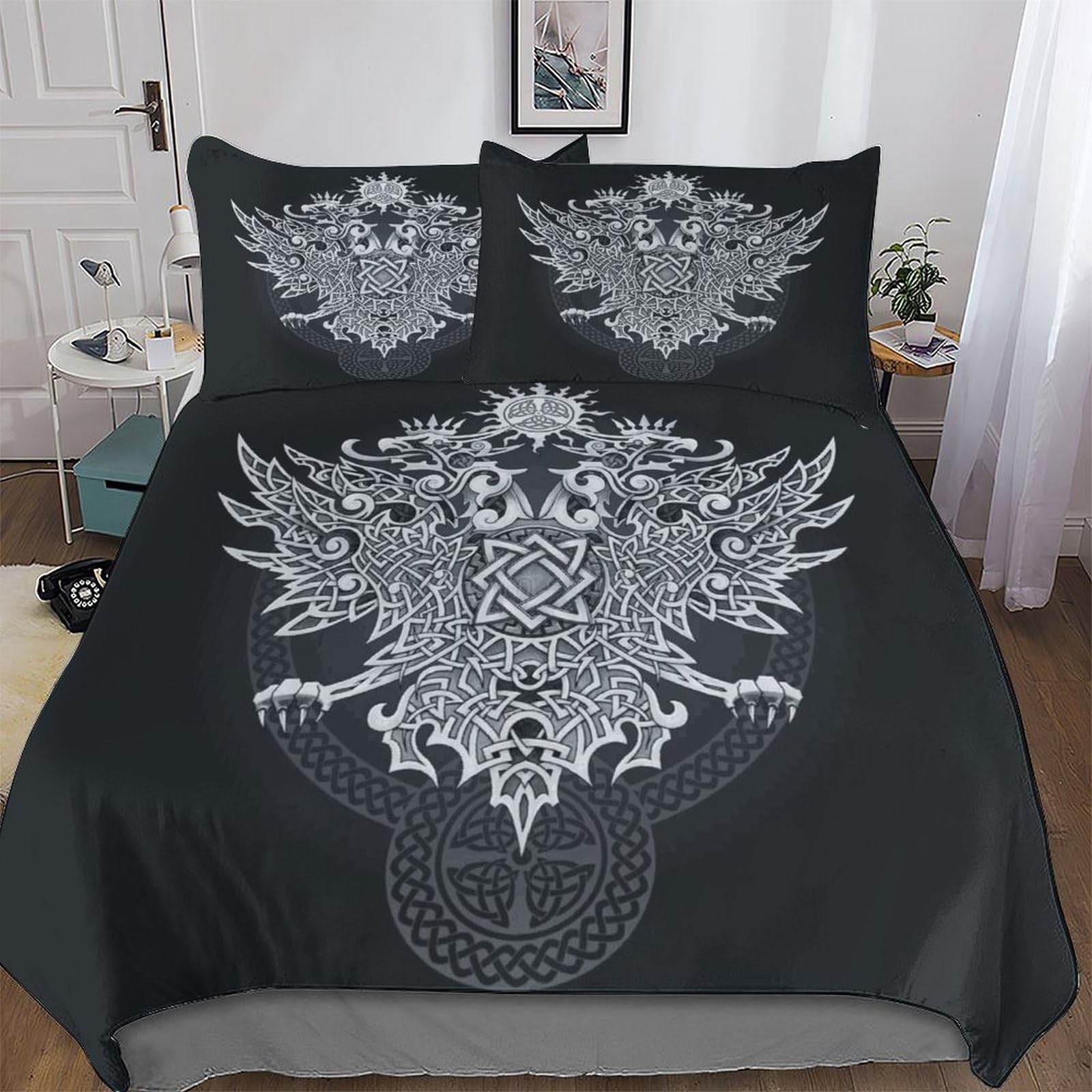Housse de couette douce Viking 3D résout le lit froissé parure microfibre 200x200cm