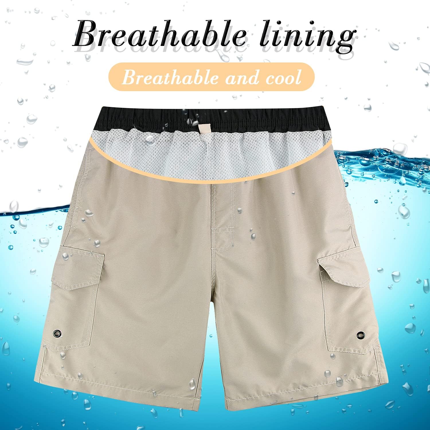 MILANKERR Men's Swim Trunk Swimming Shorts with Pockets S Khaki1