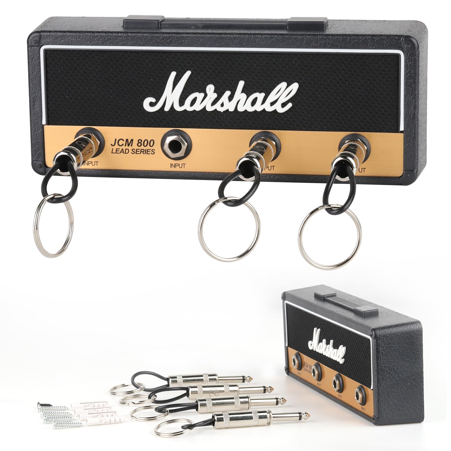 Delsen Marshall JCM800 Key Rack Key Holder Wall Mounted Guitar Hook Holder with 4 Guitar Plugs for Keys Home