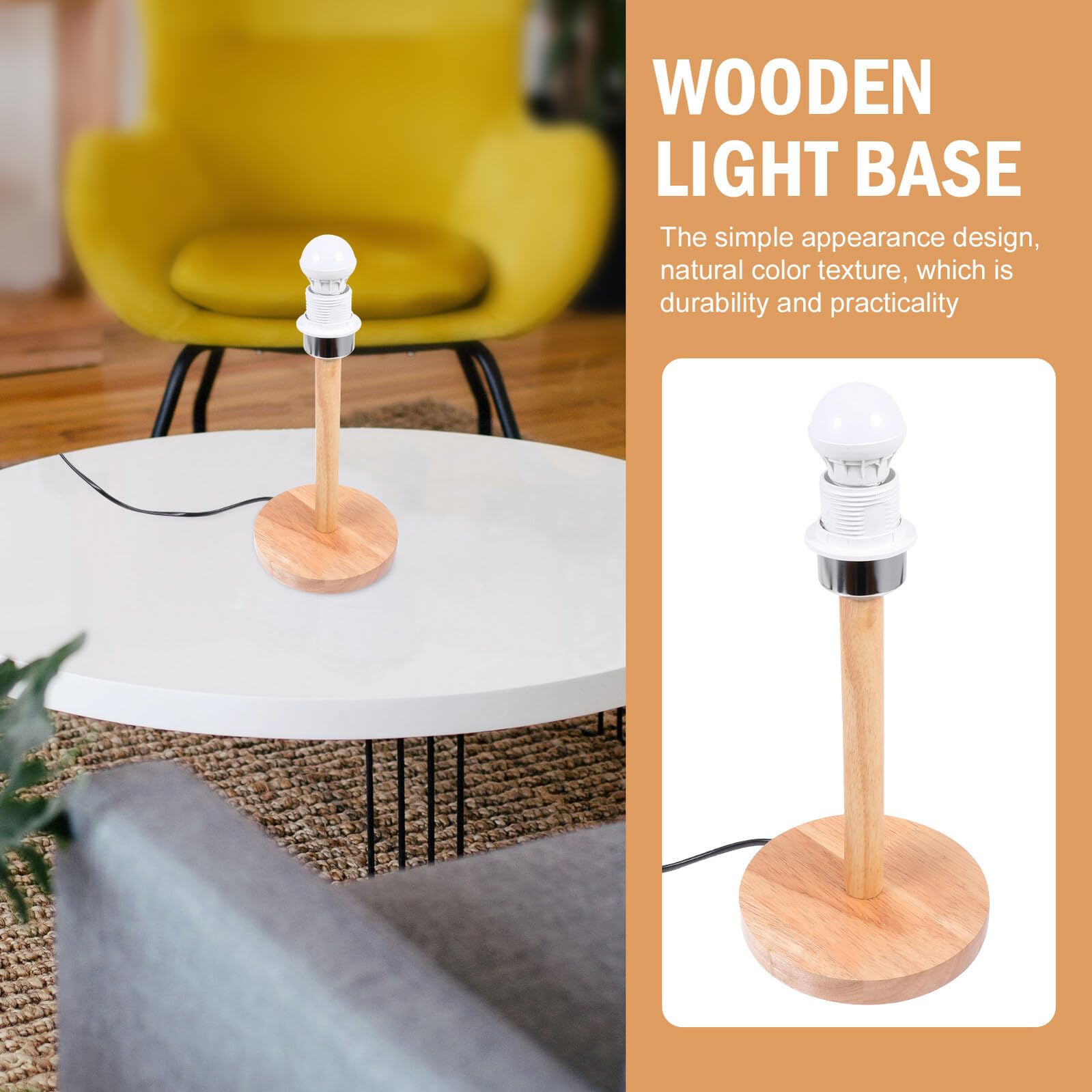 Portalámparas de Madera E27 1a 220v para Pantalla y Bombilla