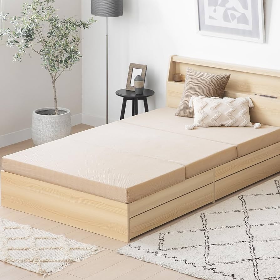 マットレス ダブル 厚10cm 高反発 硬さ190N 三つ折り メッシュ MINT（家具、インテリア） 高反発 マットレス ダブル 三つ折り 3