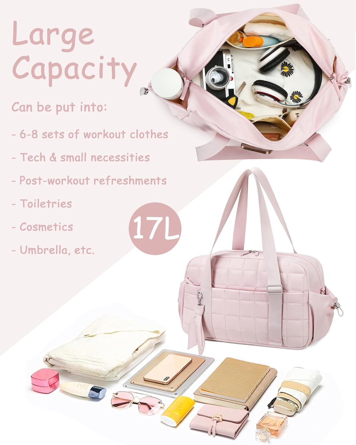 CAMTOP Gym Bag for Women, Duffle Bag for Travel With Insulated Pocket and Wet Pocket, Carry On Weekender Dance Yoga Workout Bag - Image 4