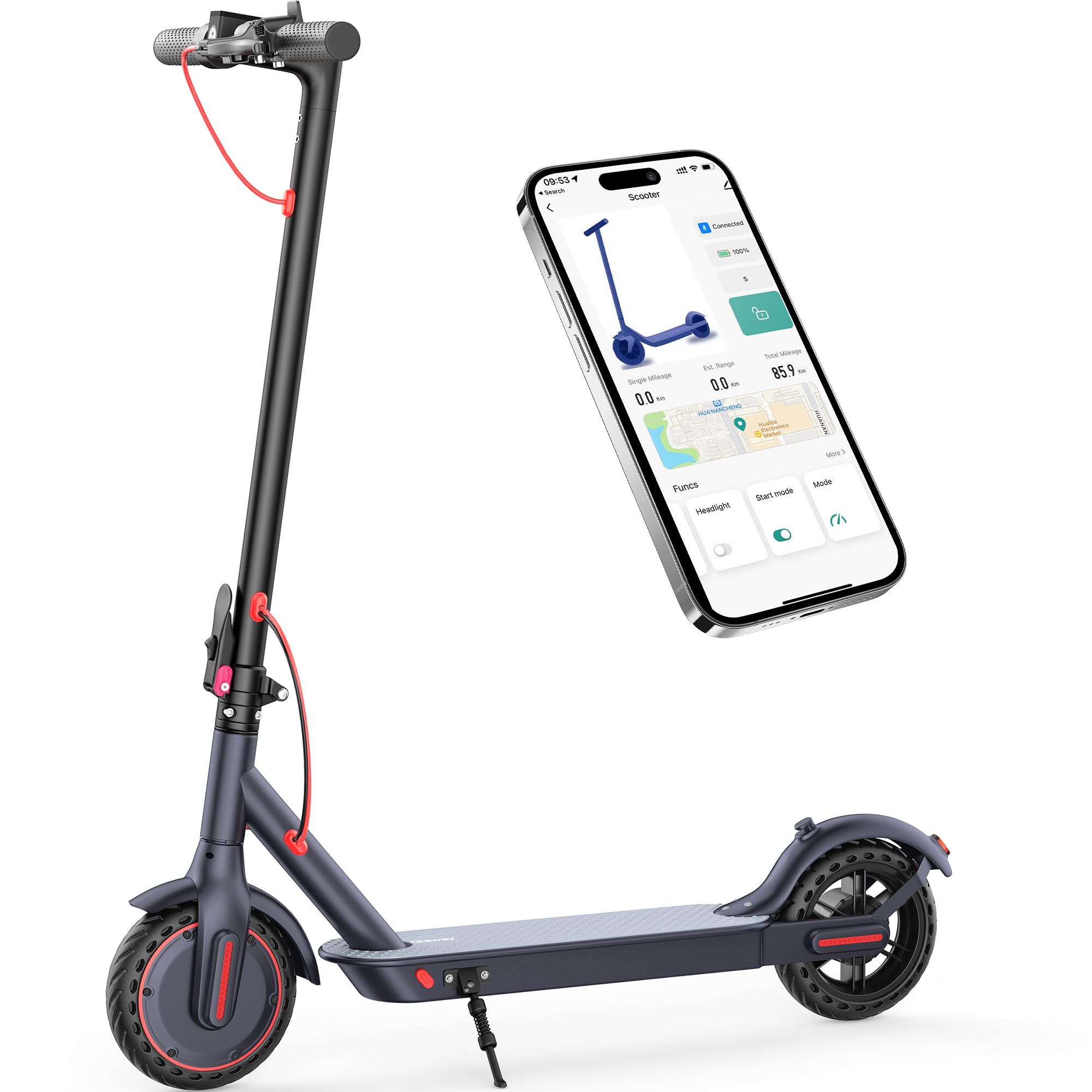  10/8.5" Aluminum Alloy Frame E Scooter for Adults, 19-22 MPH, 350W Motor, 15-22 Miles Range, APP Control
| 10/8.5" A