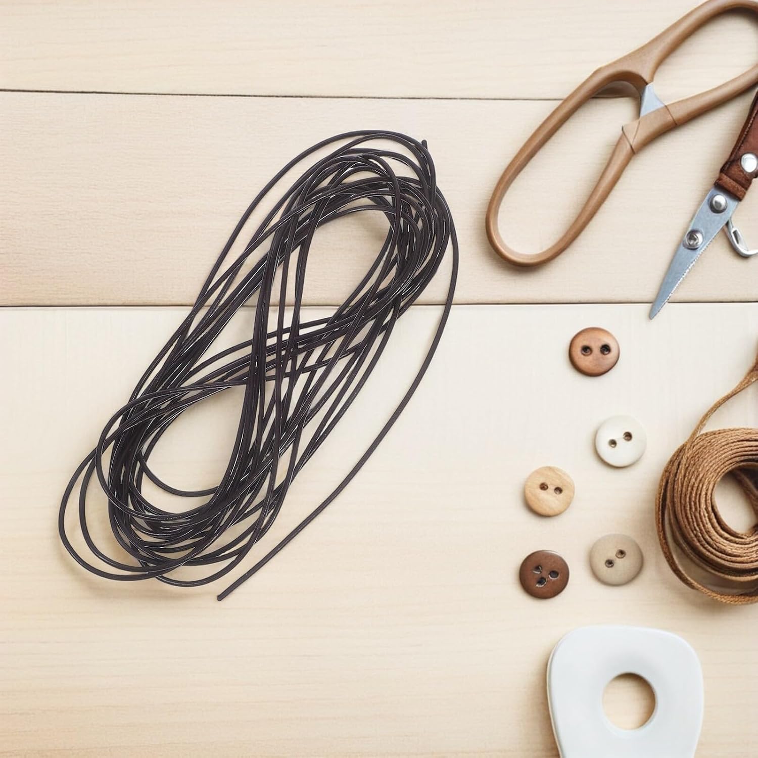 Mobestech Deep Coffee Smooth Cowhide Leather Cord 1.5mm X 5 Yards for Jewelry Making Necklace String Beading Thread Crafting Accessories