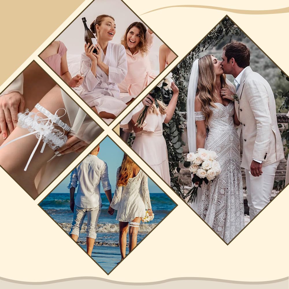 Wedding Garter Belts for Women,2 Pieces Lace Garter for Bride Leg Thigh Band,Women’s Bridal Garters Set Stretchy Elastic